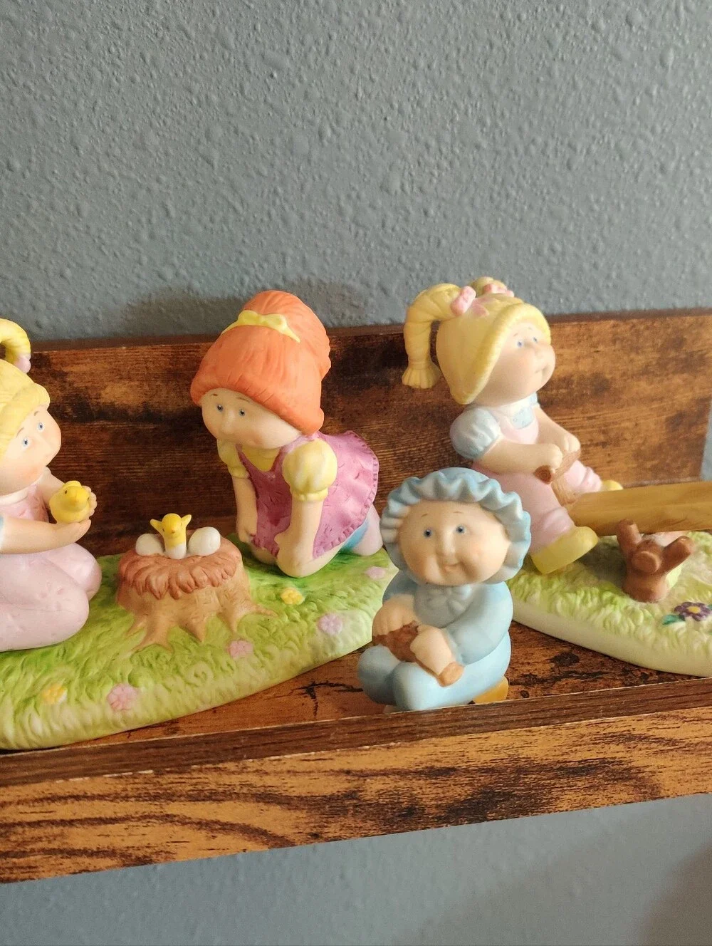 Vintage 1984 Cabbage Patch Kids Baby Chicks Porcelain Figurine 80s Easter Girls